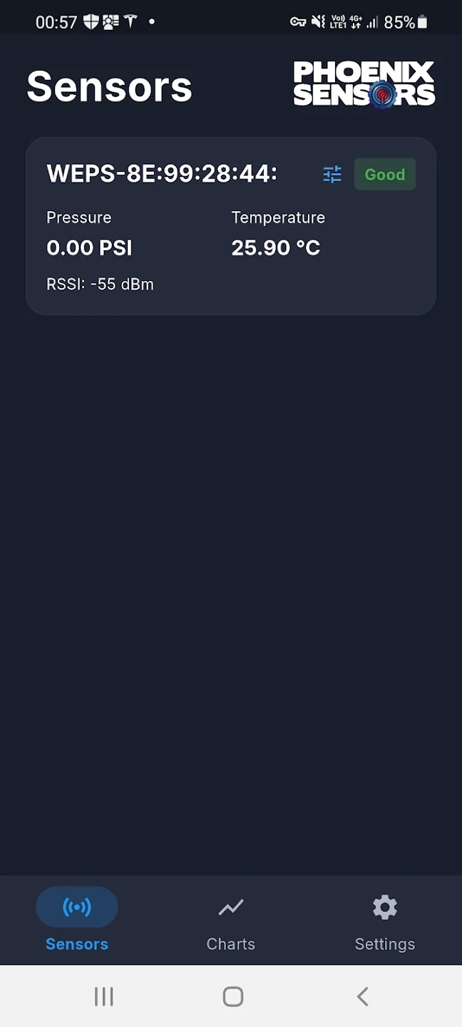 WEXS Beacon sensor list screen