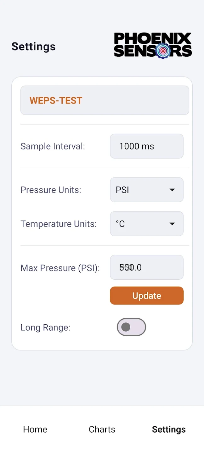 WEXS Pro settings screen